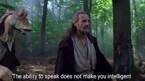 This meme is an image from the movie Star Wars: The Phantom Menace, featuring a scene where a Gungan named Jar Jar Binks is speaking to a group of Jedi. The image shows Jar Jar Binks speaking, with a caption overlayed on top that reads "I find your lack of faith... disturbing." However, in this specific meme, the caption is replaced with "I find your lack of grammar... disturbing."